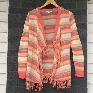 Colorful Stripped Cardigan with Fringe